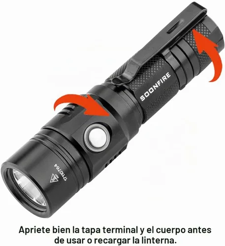 Vista 5 de Linterna LED blanca de 1000 lúmenes, E USB recargable impermeable compacta EDC Linternas de aplicación de la ley