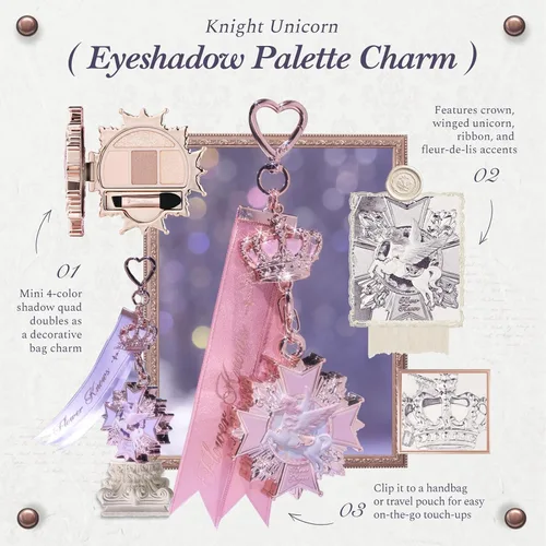 Vista 2 de Flower Knows Knight Unicorn - Paleta de sombras de ojos y dije para bolsa 01 Cinta Rosa