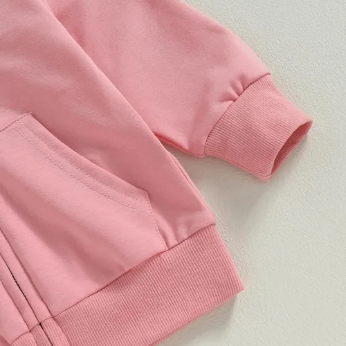 Vista 7 de Sudadera con capucha y cremallera para bebé niño y niña, color liso, de algodón, de manga larga, con bolsillos