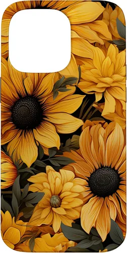 Vista 20 de iPhone 14 Flores de girasol hermoso floral amarillo patrón patrón caso