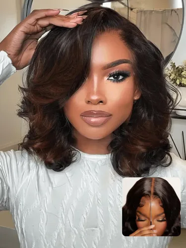 Vista 21 de Nadula Pre Everything Body Wave 13x4 Peluca de encaje frontal con cabello humano, onda corporal, con cordón elástico, sin pegamento, pre-arrancada