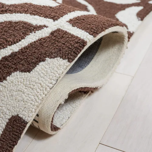 Vista 6 de SAFAVIEH Four Seasons Collection FRS236E - Alfombra de pasillo floral con gancho a mano, 2 pies 3 pulgadas x 8 pies, color chocolate y marfil