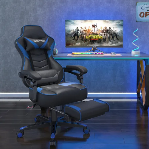 Vista 8 de ELECWISH Sillas de juego para adultos, respaldo alto, giratorias, reclinables, ergonómicas, para videojuegos, reposacabezas y soporte lumbar, silla