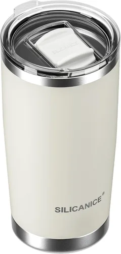 Vista 16 de Vaso higiénico aislado al vacío de acero inoxidable de 20 onzas con tapa fácil de poner y quitar – Deslizador extraíble, taza de viaje de doble