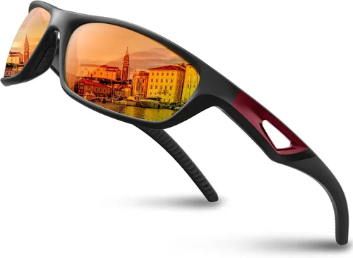 Vista 12 de RIVBOS Polarized Sports Sunglasses UV400 for Driving Cycling Fishing RB831 TR90 lightweight frame for cycling, baseball, running, driving and Negro