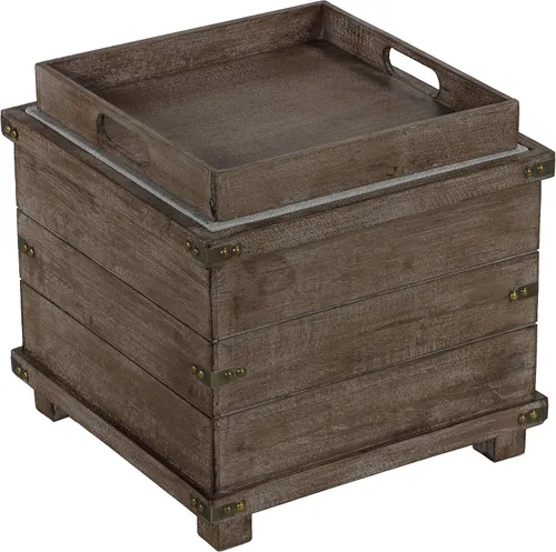 Vista 7 de Cortesi Home Scusset - Bandeja otomana de almacenamiento en tela y madera, gris, 15.75 pulgadas de ancho x 15.75 pulgadas de largo x 15.5 pulgadas