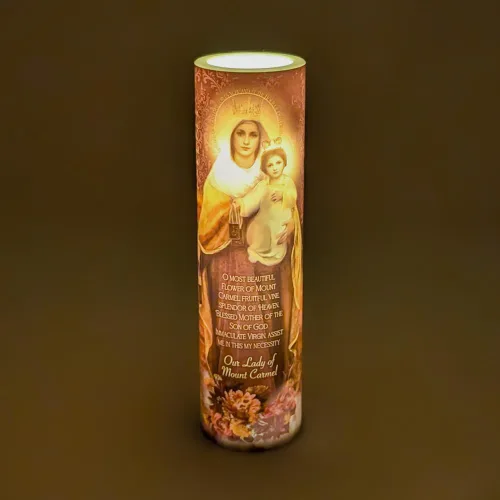 Vista 6 de Vela de oración devocional sin llama LED Nuestra Señora del Monte Carmelo
