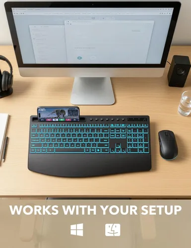 Vista 8 de Combo de teclado y mouse inalámbricos, batería de 4000 mAh Negro clásico