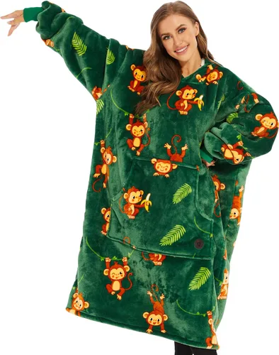 Vista 13 de THREE POODLE - Manta con capucha portátil para mujeres, sudadera con capucha de sherpa de gran tamaño para adultos hombres, mantas con capucha