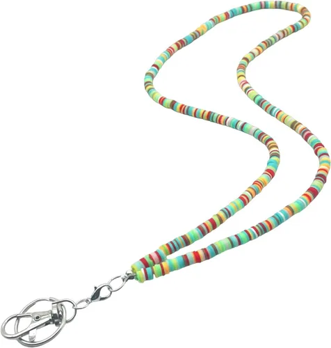 Vista 10 de Cordón para profesor con cuentas estilo bohemio, lindo arco iris, para el cuello, para tarjetas de crucero, tarjetas de identificación y llaves