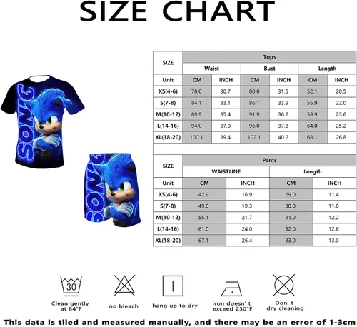 Vista 5 de QIERW Boys and Girls Short Sleeves and Shorts Sets, 3D Printed Summer Game Anime Cartoon T Shirt Shorts Suit