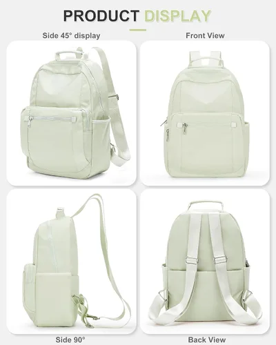 Vista 5 de VECAVE Mochila ligera e informal para laptop para mujer, mochila de viaje con compartimento para laptop, A5-verde menta