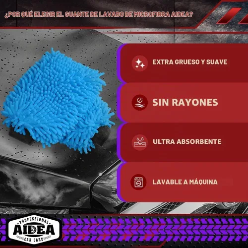 Vista 3 de AIDEA Manopla de Lavado de Coche de Microfibra-2PK, Sin Rayones y Sin Pelusas, Manopla de Lavado de Microfibra Chenille Premium-Azul Tamaño Regular