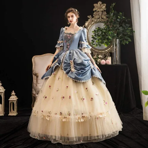 Vista 3 de KEMAO - Vestido renacentista del siglo XVIII estilo rococó barroco de la corte de Marie Antoinette vestidos de baile de alta gama vestido histórico
