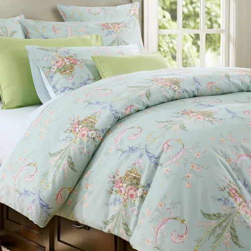 Vista 7 de ABREEZE Juego de funda de edredón tamaño individual con cierre de botón, 100% algodón egipcio, juego de ropa de cama floral de granja, color rosa, 3