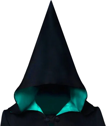 Vista 4 de XSAORO Bata mágica de mago de bruja, uniforme escolar, capa con capucha, capa de viento, disfraz de Halloween para estudiantes