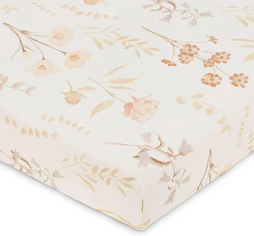 Vista 9 de Crane Baby Sábana bajera, sábana bajera ajustable de algodón suave para cunas y guarderías, cobre beige, 28 pulgadas de ancho x 52 pulgadas de alto