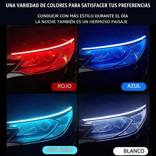 Vista 7 de Vilihkc 2 unids LED DRL Coche Correr Luz Flexible Impermeable Tira Auto Faros Blanco Señal Giratorio Amarillo Flujo de Freno Luces 12V Azul que