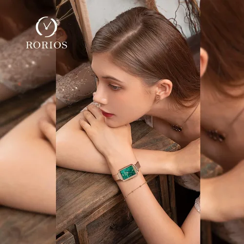Vista 2 de RORIOS Reloj de pulsera analógico de cuarzo para mujer, reloj de pulsera de estilo minimalista, para mujer