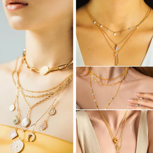 Vista 4 de ENERFUN Cadenas de collar de oro para hacer joyas, 112 pies, 15 rollos de cadenas a granel para hacer collares, pulseras, accesorios con anillos