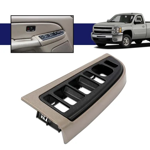 Vista 2 de G-PLUS Cubierta de bisel para interruptor de ventana, lado del conductor, compatible con Chevy Silverado/GMC Sierra 2003-2007, compatible con Chevy