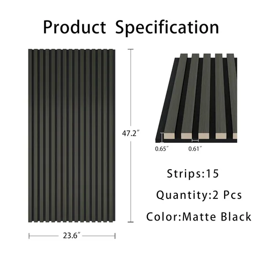 Vista 6 de Casaphoria Paneles de pared acústicos, 2 piezas de 47.2 x 23.6 pulgadas, paneles de pared de listones de madera para oficina en casa y paredes Roble