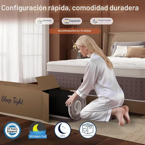 Vista 6 de Colchón Queen de 14 pulgadas, colchón híbrido mejorado de tamaño Queen 2026 Marrón