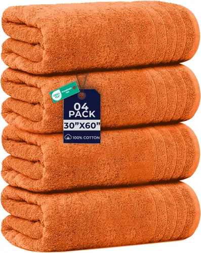Vista 24 de DAN RIVER Paquete de 2 sábanas de baño de 35x70 pulgadas, sábanas de baño jumbo acanaladas para adultos, toallas grandes gruesas y absorbentes
