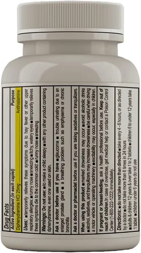 Vista 5 de MedPlus Medicina para aliviar la alergia, difenhidramina HCl 25 mg, 1000 tabletas, antihistamínico, alivio para alergias en interiores y exteriores
