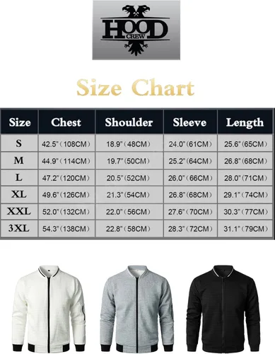Vista 7 de HOOD CREW Chaquetas casuales ligeras para hombre, chaqueta de bombardero universitario con cremallera