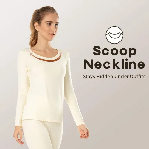 Vista 42 de MANCYFIT Tops térmicos para mujer, camisa con forro polar, manga larga, capa base, cuello en V