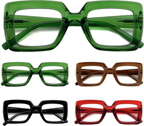 Vista 7 de Eyekepper Gafas cuadradas para mujer, paquete de 5 lentes elegantes para mujer