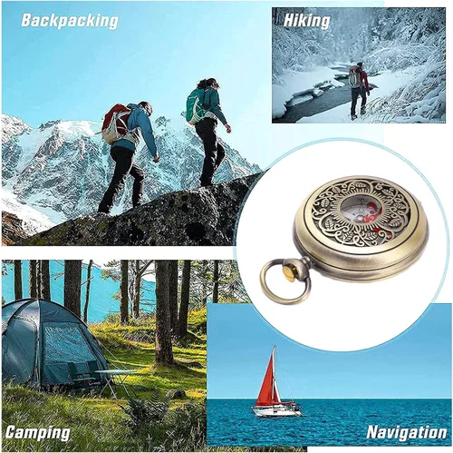 Vista 4 de Brújula de latón senderismo durable a prueba de golpes impermeable herramienta de navegación para acampar al aire libre caza supervivencia J35
