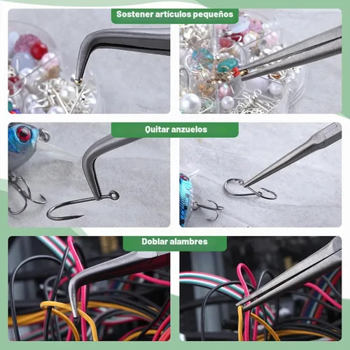 Vista 2 de SPEEDWOX 2PCS Alicates Mini de Punta de Aguja Curvados con Dientes y Alicates de Punta de Aguja para Fabricación de Joyas, Alicates de Punta Larga