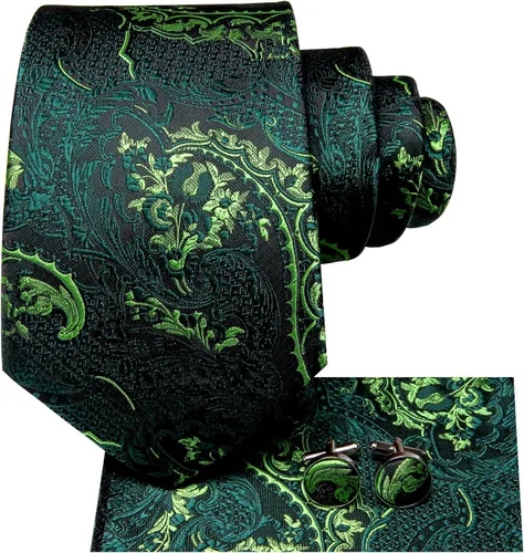 Vista 181 de Hi-Tie Corbatas de seda para hombre, diseño de cachemira a rayas, con bolsillo, gemelos cuadrados, conjunto formal de negocios