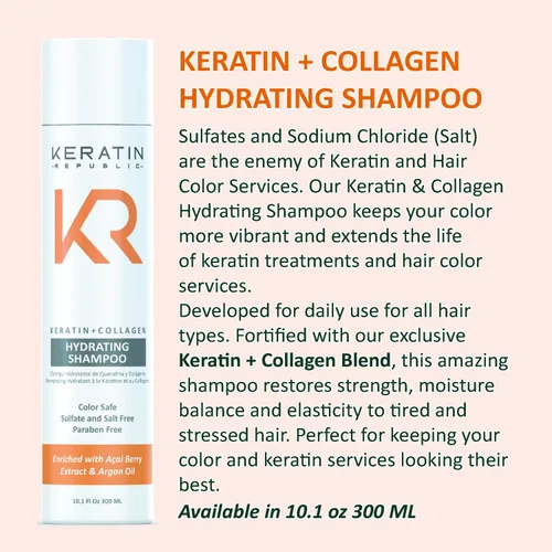 Vista 2 de Keratin Republic Champú Hidratante de Queratina + Colágeno 10.1 oz