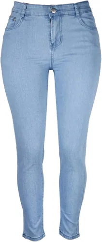 Vista 2 de Pantalones de mezclilla ajustados de cintura alta de corte grande, pantalones de mezclilla ajustados para mujer, pantalones de mezclilla