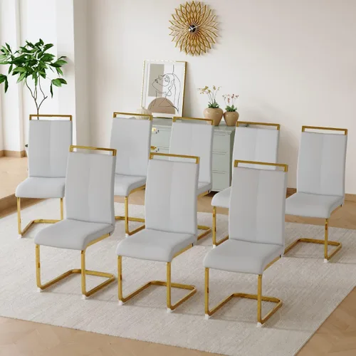 Vista 32 de gopop Juego de sillas de comedor, sillas modernas de metal con asiento acolchado de piel sintética, respaldo alto y patas cromadas resistentes, Negro
