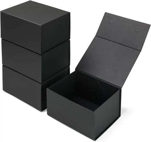 Vista 20 de Ditwis Caja de regalo de 12x9x4 pulgadas con tapa de cierre magnético, caja magnética negra y dorada para boda, propuesta de padrinos y damas