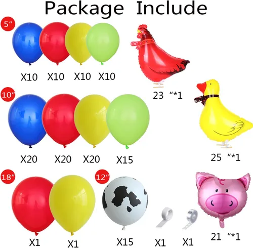 Vista 8 de Kit de guirnalda de arco de globos de vaca de 138 piezas, decoraciones de fiesta de animales de Red Yellow Blue Green Animal Print Balloons, for