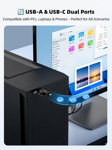 Vista 6 de Lector de tarjetas SD, doble ranura USB 3.0 USB C a adaptador de tarjeta micro SD Aluminum Memory Card Reader for SD/microSD/SDXC/SDHC. Compatible