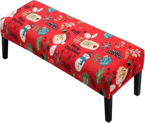 Vista 25 de YISUN Fundas de banco de jacquard para comedor, funda elástica lavable y extraíble para banco, protector de asiento rectangular para bancos de Beige