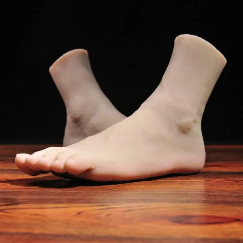 Vista 6 de Pies de silicona, 1 par de maniquí masculino de silicona, pie de silicona con pantalla de hueso, sandalia para zapatos, calcetín, exhibición, arte
