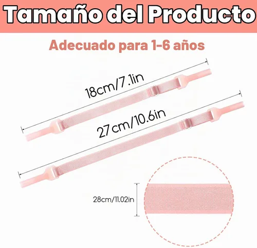Vista 2 de 4 correas para gafas, correa ajustable de 7 a 10.6 pulgadas para gafas de sol para niñas, correas de soporte para lentes de sol sin cola (rosa)