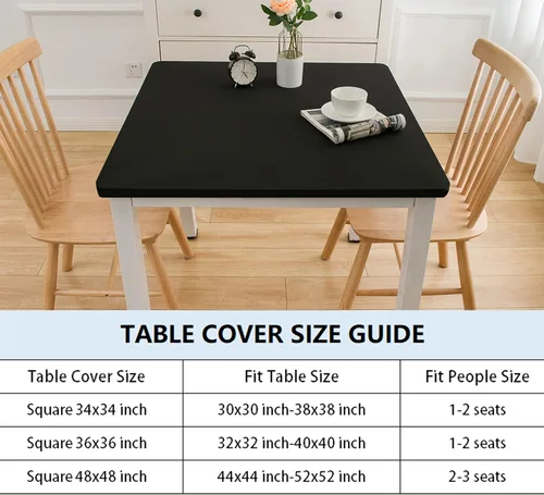 Vista 5 de Wolkemer Mantel Cuadrado Ajustado de Spandex Elástico Negro Cubierta para Mesa de Cóctel con Borde Elástico Cobertor de Mesa para Comedor Boda