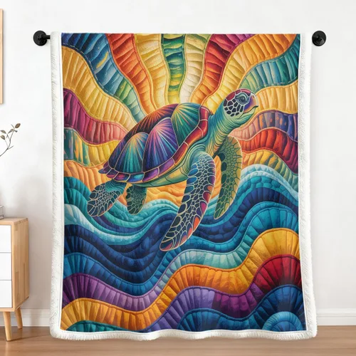 Vista 15 de Sleepwish - Manta de vellón de tortuga para niños, niñas y niños, de felpa suave, color teja y turquesa, sherpa, para sofá o silla, tamaño bebé