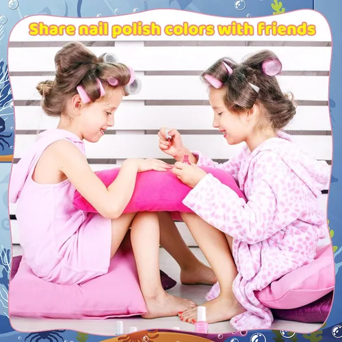 Vista 7 de Juego de esmaltes de uñas con purpurina para niños, 10 colores brillantes, no tóxicos, a base de agua, de secado rápido, para fiestas de niños