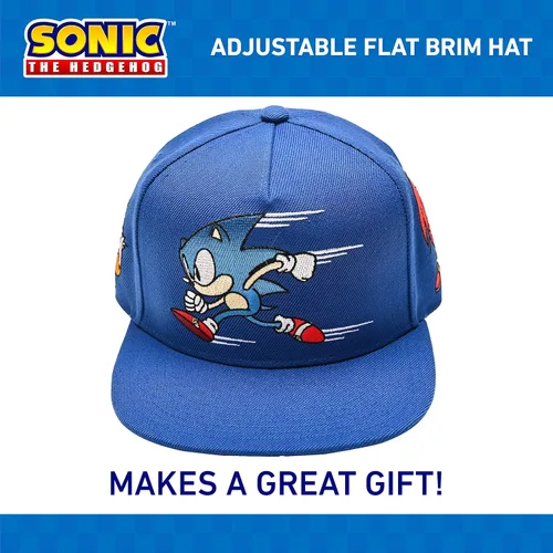 Vista 6 de Concept One Gorra de béisbol Sonic The Hedgehog para hombre, logotipo bordado con ala plana, ajustable