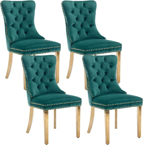 Vista 69 de Juego de 2 sillas de comedor de terciopelo beige, modernas sillas de cocina tapizadas