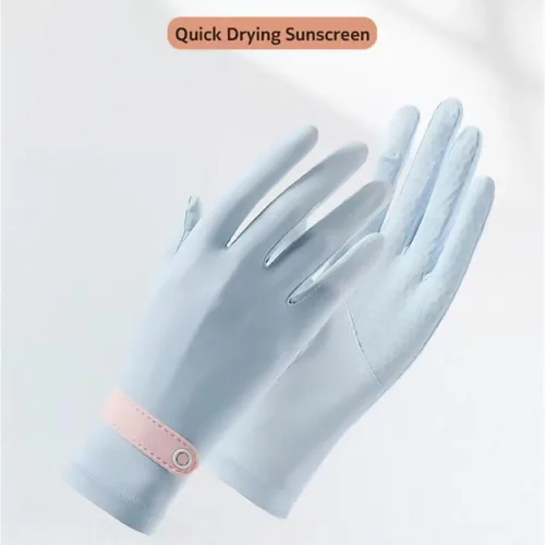 Vista 6 de OHRAIN Guantes de protección solar UV para mujer, guantes de ciclismo para pantalla táctil, guantes antideslizantes para entrenamiento de fitness